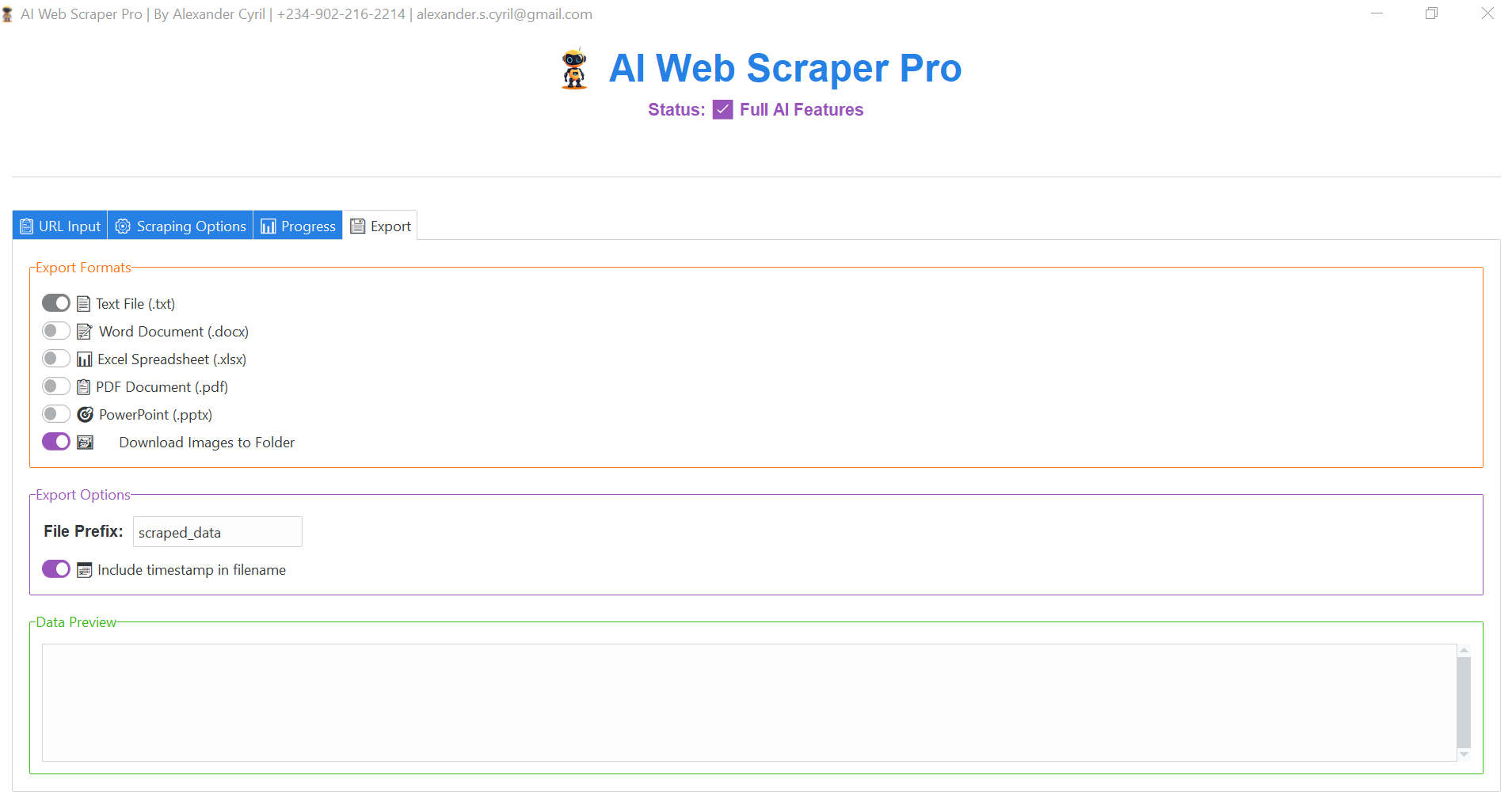 Scraping export